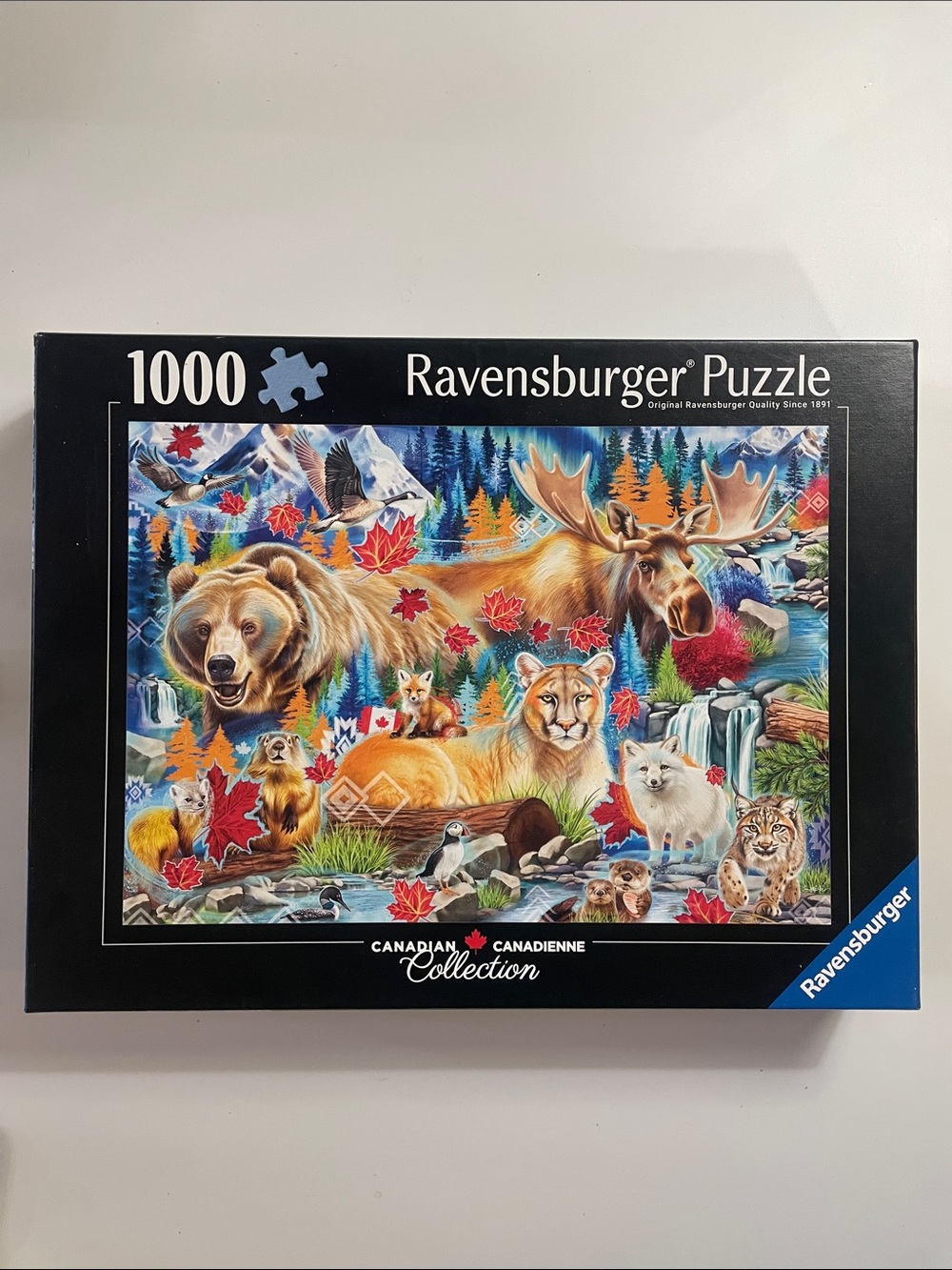 Ravensburger Blue Green Brown Wildlife Puzzle with Red Leaves